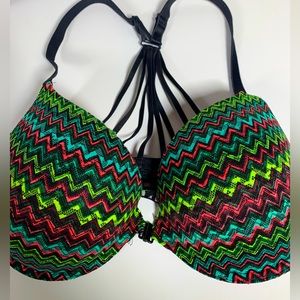 PINK Victoria’s Secret neon, front clasp, push-up bra 34DD